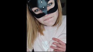 Selfie, vertical shooting. Anal sex. The girl jumps on the dick with her ass