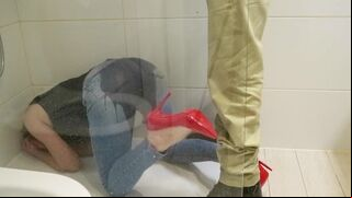 Pee on My Ass in Jenas and Red High Heels